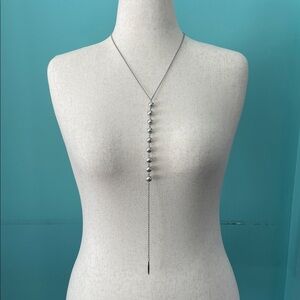 Silver Pearl Lariat Necklace